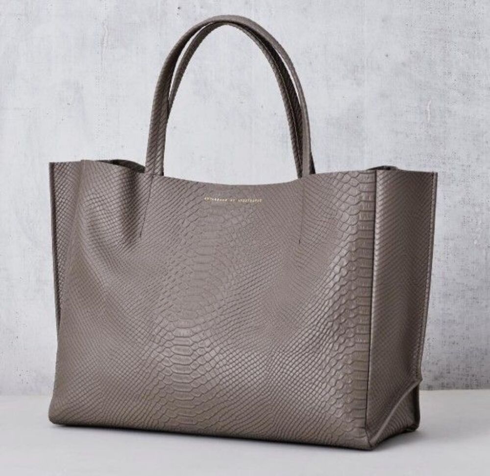 NWT $693 retail Ampersand As Apostrophe XL Taupe Python 100% Leather Tote
